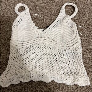 Zara Elegant Cream Crochet Women's Top